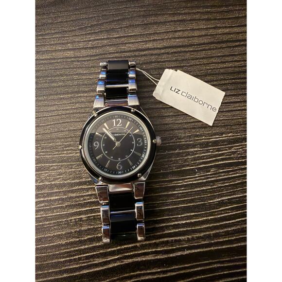 Liz Claiborne Other - 6/$25 NWT Liz Claiborne Black Silver Dial & Band Stainless Steel Watch